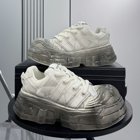 潮牌厚底大头板鞋男2025冬季新款超火老爹鞋小众个性内增高男鞋子