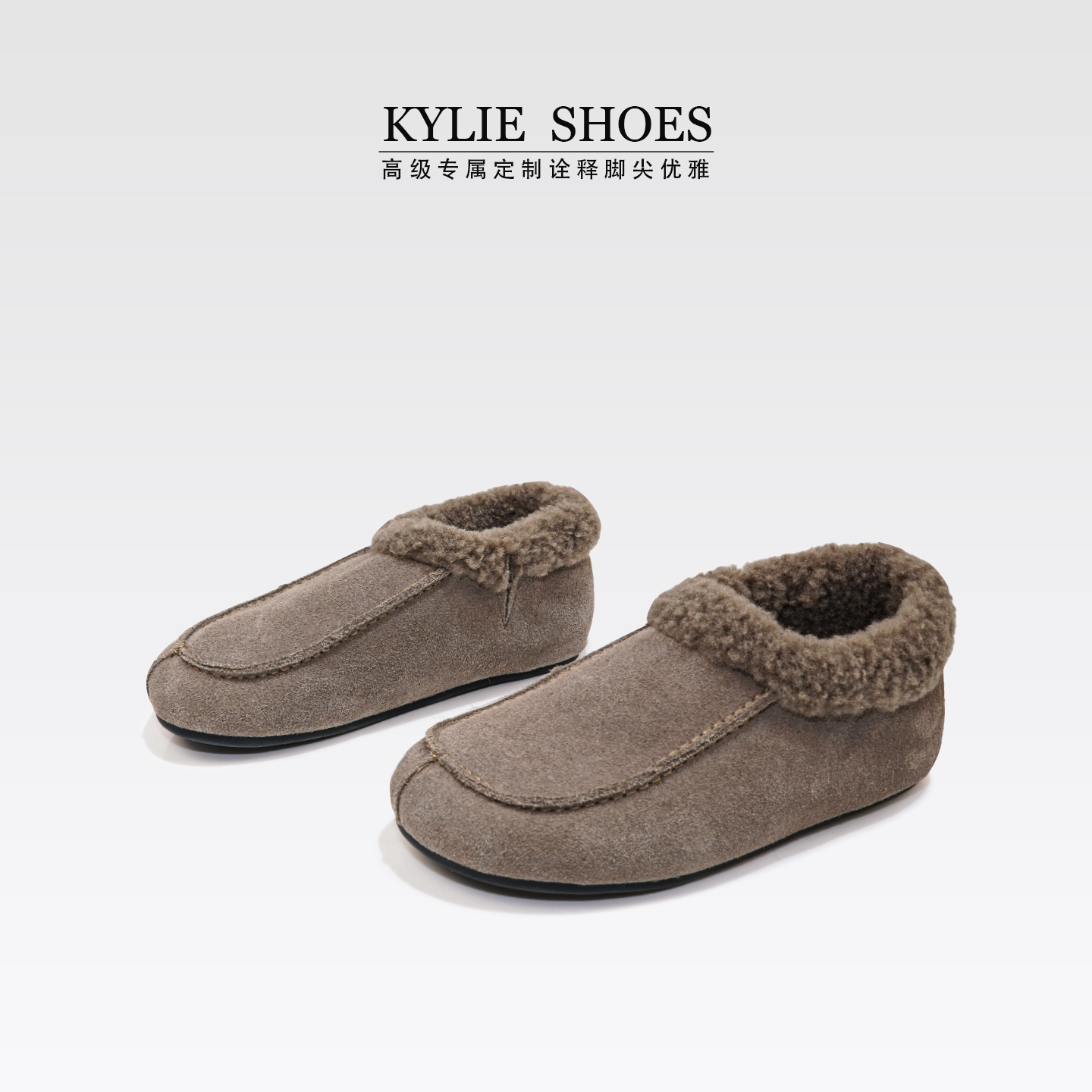 跟高2.5cm,手工鞋！真皮一脚蹬乐福鞋勃肯鞋加绒毛毛/半码拍小主图