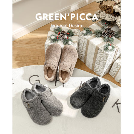 6CM内增高版~加绒灰色勃肯鞋女2025新款冬季毛毛棉鞋厚底全包单鞋