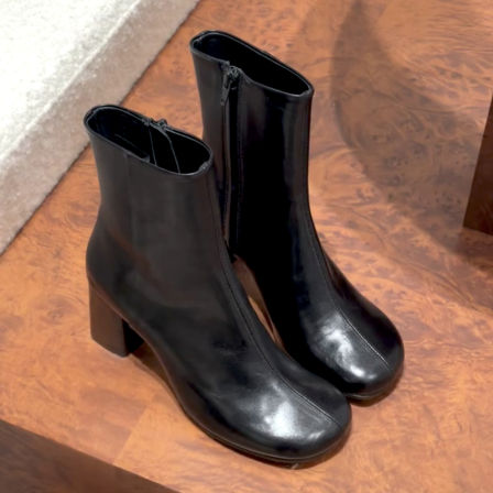 优雅气质~韩系粗跟小短靴女秋冬圆头通勤单靴裸靴真皮高跟瘦瘦靴