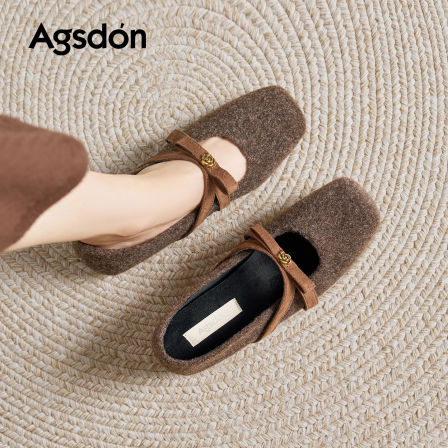 奥古狮登厚底玛丽珍鞋女2025新款冬毛毛通勤山茶花小香风浅口单鞋