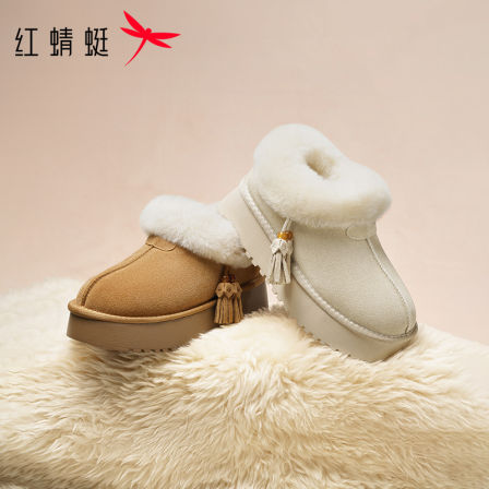 【所有女生直播间】红蜻蜓保暖靴厚底加绒毛毛鞋百搭休闲棉鞋子女