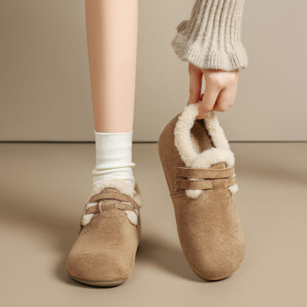 奥古狮登雪地靴女2025冬季新款加绒保暖一脚蹬懒人毛毛勃肯棉鞋子