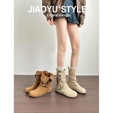 真皮~骄屿两穿勃肯短靴2025秋冬新款加厚雪地靴复古保暖毛毛棉鞋