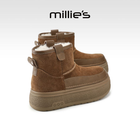 MILLIE'S/妙丽2025新款加绒保暖雪地靴女冬季小众厚底短靴增高Z