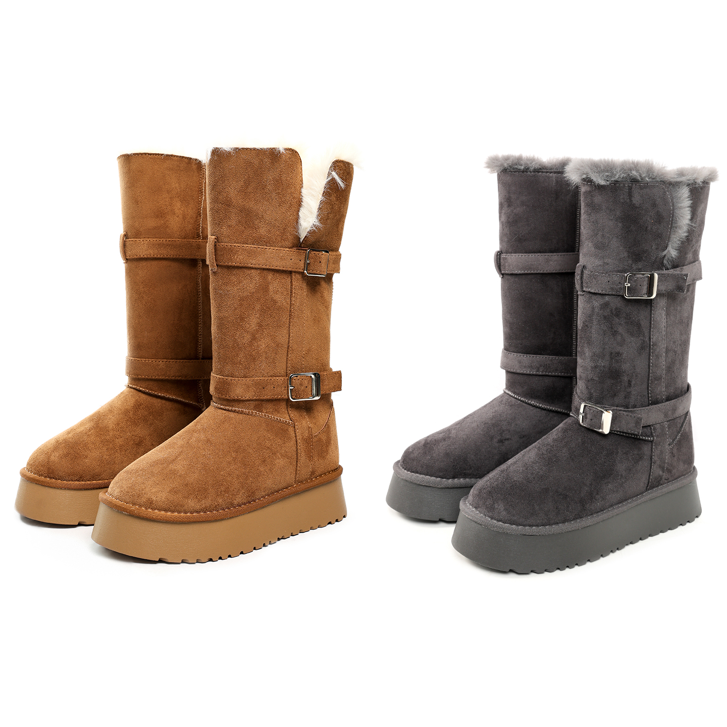 烈儿LIEER「两穿雪地靴」冬天焊脚上！仿羊羔绒保暖加厚雪地靴主图