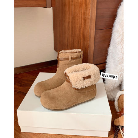 牛皮版！两穿羊羔毛加绒雪地靴女2025新款冬季保暖毛毛鞋棉鞋短靴