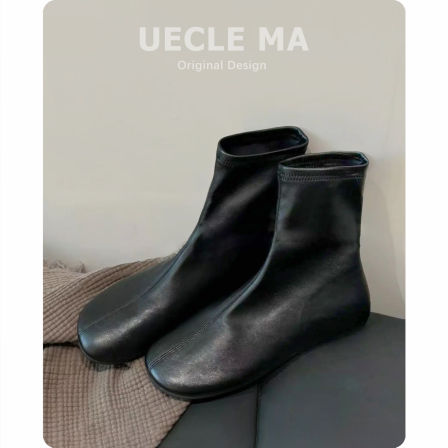 真皮~内增高3CM短靴女2025秋冬新款马丁靴后拉链小个子洋气瘦瘦靴