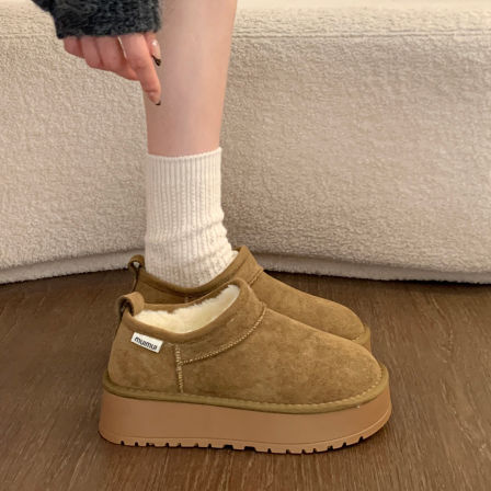 厚底加绒勃肯雪地靴女款2025新款冬季女鞋子防水防滑保暖面包棉鞋