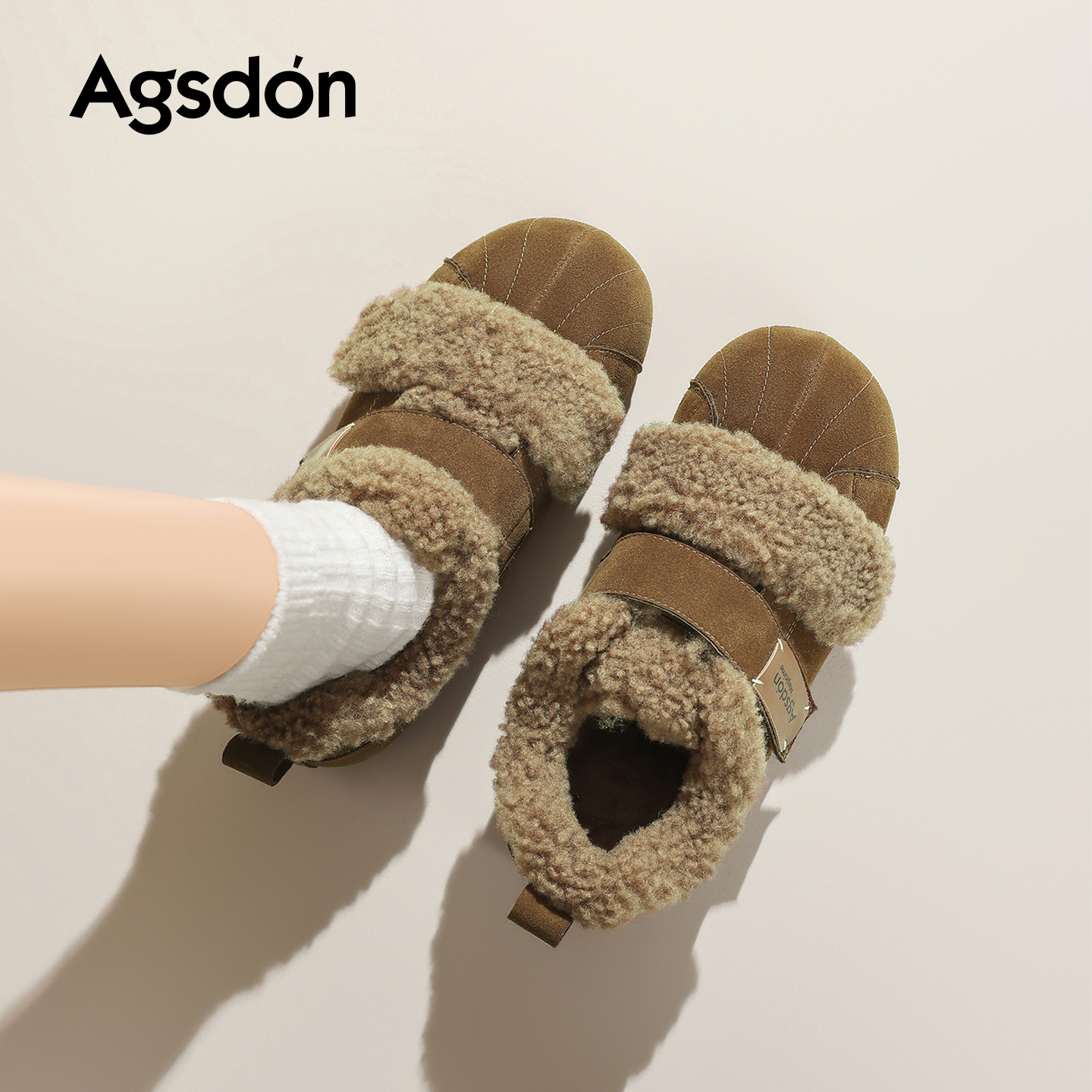 奥古狮登加绒勃肯鞋女2025新款冬季厚底增高毛毛绒棉鞋保暖雪地靴主图