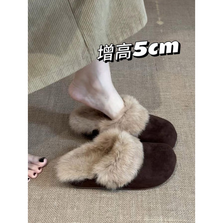 法式加绒包头半拖鞋女外穿2025冬季新款爆款毛毛勃肯棉拖雪地靴