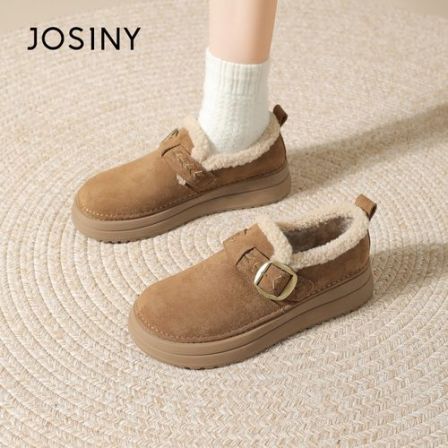 卓诗尼全包勃肯鞋女款新款冬季加绒加厚保暖棉鞋一脚蹬（物理防水）