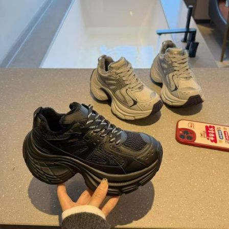 【雀尼】欧洲站小个子2025秋冬新款厚底老爹鞋女百搭增高透气休闲鞋