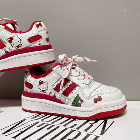 左左家中大童秋冬加绒卡通亲子板鞋女童免系带可爱时髦百搭运动鞋