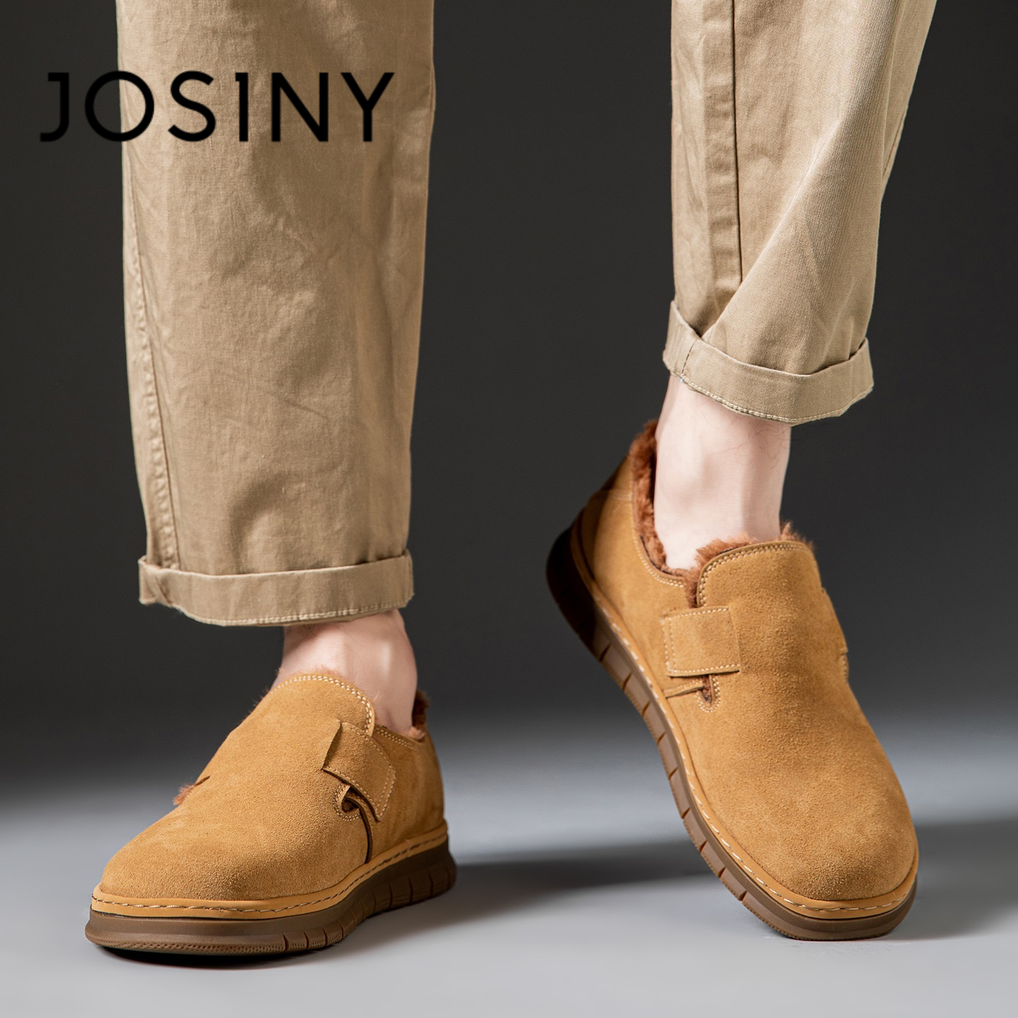 卓诗尼男鞋勃肯鞋2025秋冬新款加绒保暖棉鞋百搭舒适一脚蹬懒人鞋主图