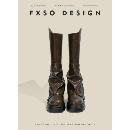 真皮方巷2025冬新款长筒靴厚底裤管靴女V口显瘦小个子高筒长靴