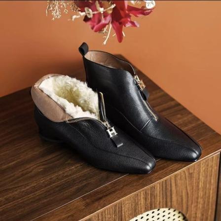 正版真皮女鞋真皮短靴女