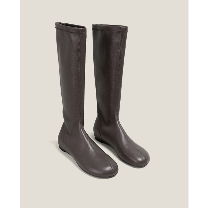 【鞋匠女王×黑标镇店】弹力羊皮瘦瘦长靴平底不过膝长筒高筒靴子主图