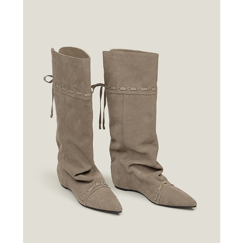 【鞋匠女王×精工细作】两种筒高~可折叠两穿尖头裤筒靴堆堆靴子主图