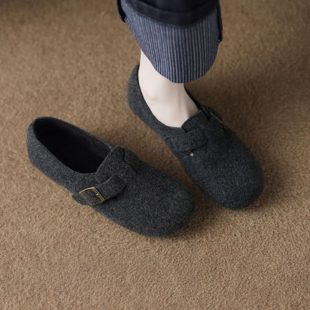 羊皮版软底不累脚毛绒勃肯鞋女2025秋冬季超火加绒毛毛懒人豆豆鞋