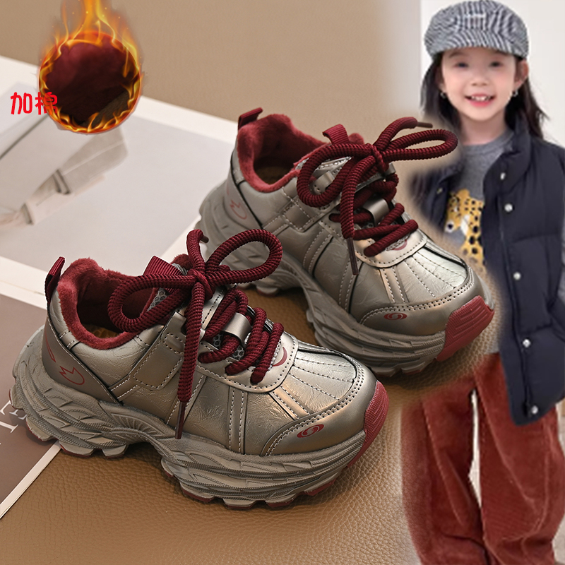 儿童运动鞋2025新款秋冬季儿童加绒保暖棉鞋中大童软底休闲老爹鞋主图