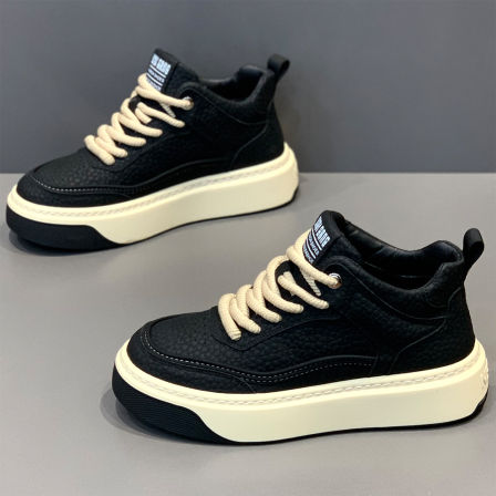 高帮鞋男2025新款冬季加绒保暖棉鞋软底增高板鞋真皮运动休闲鞋子