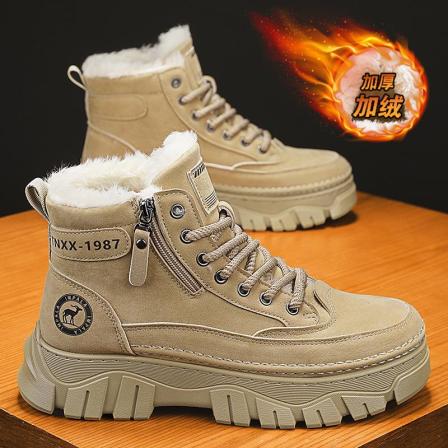 马丁靴男款冬季保暖加绒加厚防寒雪地靴防滑厚底高帮运动工装棉鞋