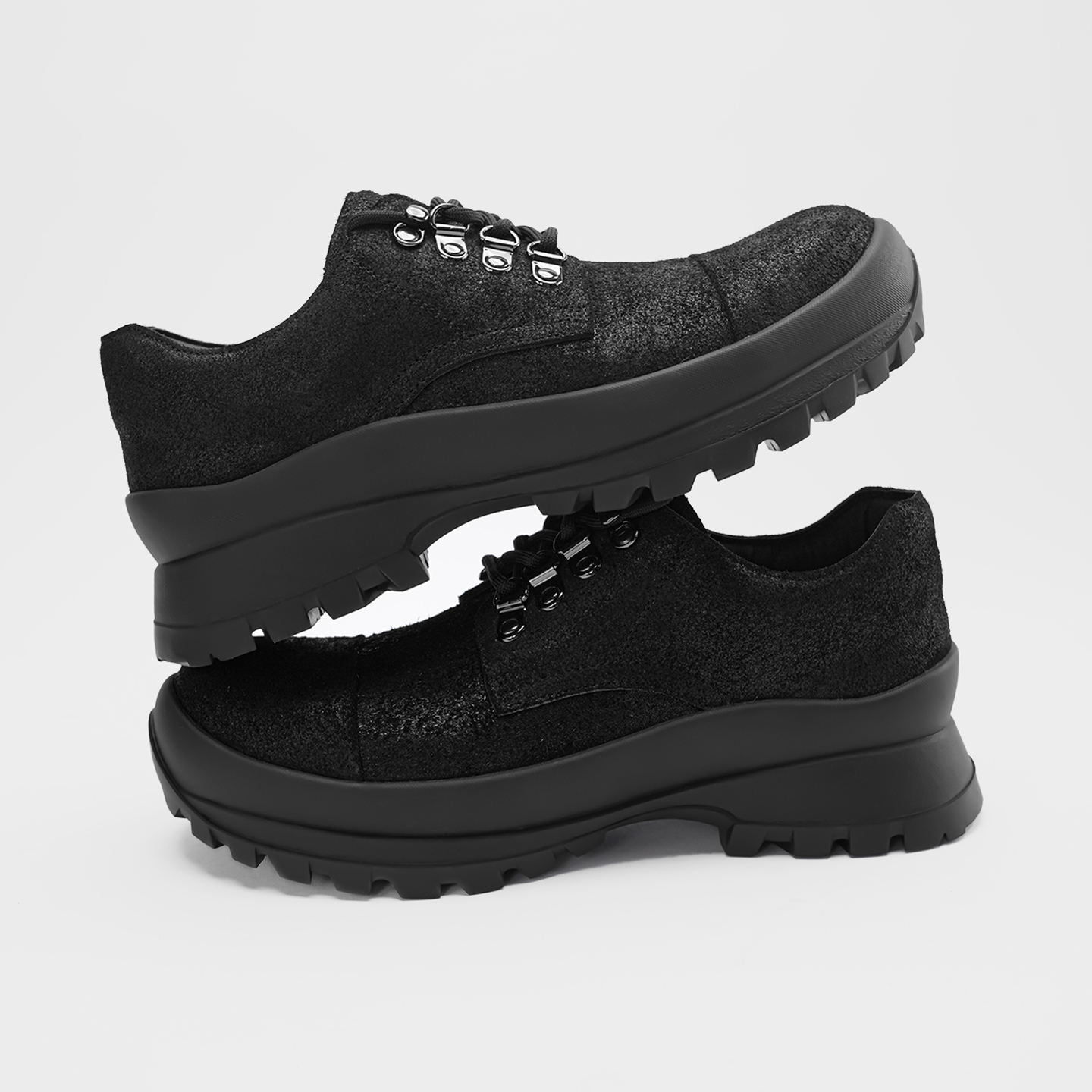 NO LOGO / 头层牛皮真皮刷蜡户外登山增高Hiking复古质感德比鞋主图