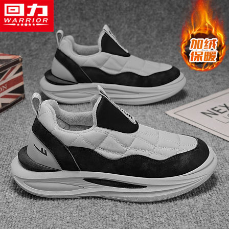 回力一脚蹬男鞋冬季加绒保暖运动休闲轻便棉鞋厚底防滑阿甘老爹鞋