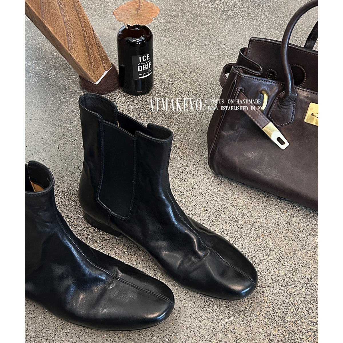 吕小布 | 极简老钱切尔西 2025冬季新款御寒保暖弹力短靴瘦瘦靴女主图