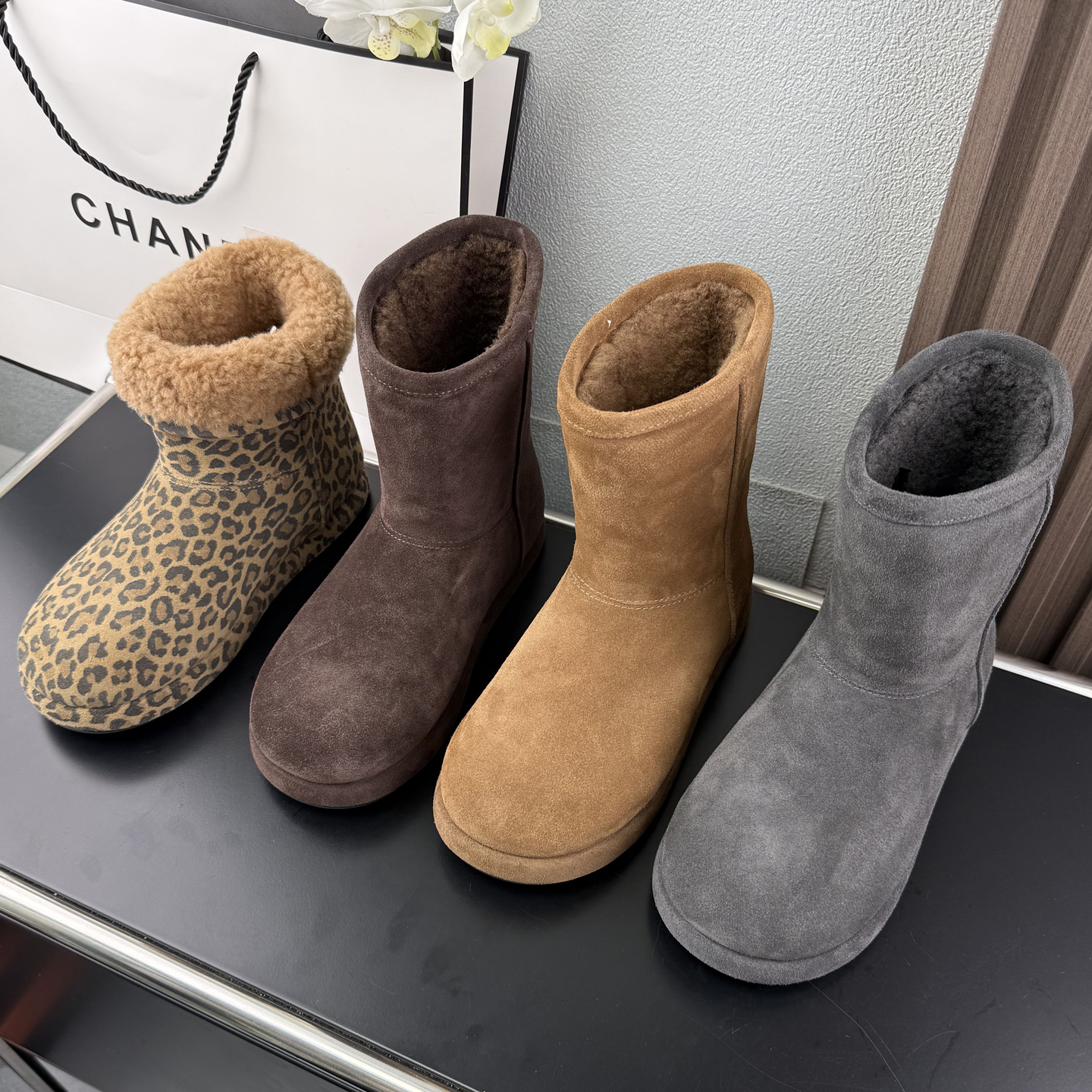 5CM内增高磨砂牛皮加绒雪地靴女2025新款保暖套筒棉鞋中筒靴女鞋主图