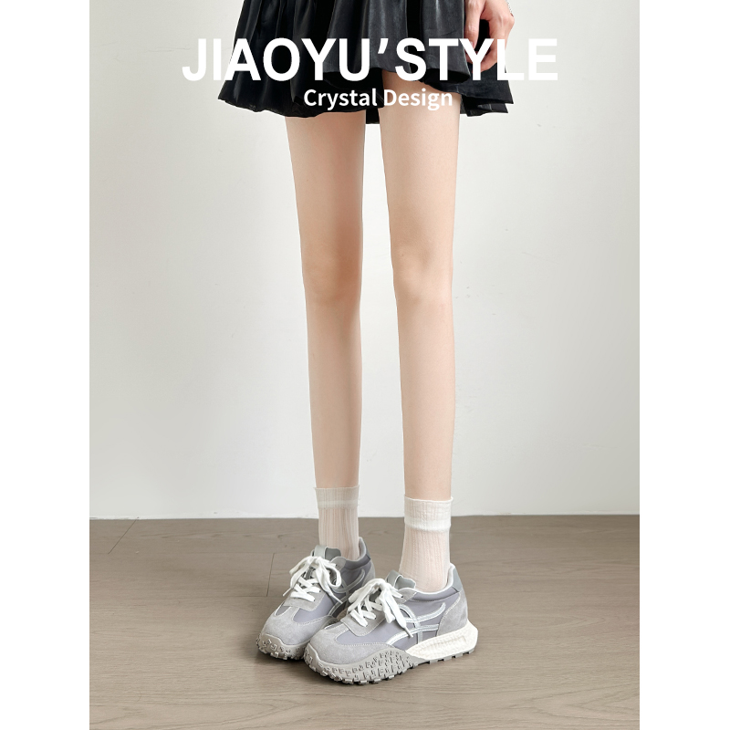 真皮~骄屿内增高德训鞋2025秋冬新款厚底阿甘鞋加绒休闲运动板鞋主图