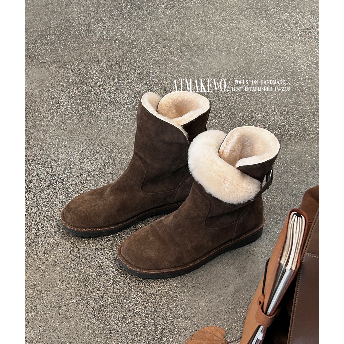 吕小布 | 羊皮毛一体雪地靴女 老钱风松弛感2025新款冬季保暖短靴主图