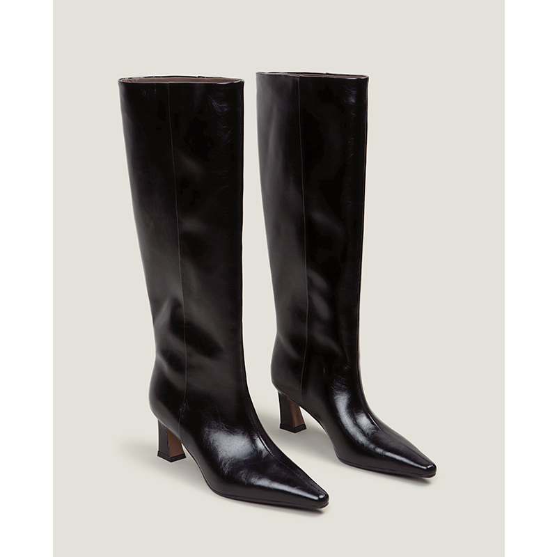 【鞋匠女王×一秒修腿】法式高跟长靴女细跟不过膝高筒靴骑士靴子主图