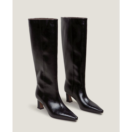 【鞋匠女王×一秒修腿】法式高跟长靴女细跟不过膝高筒靴骑士靴子