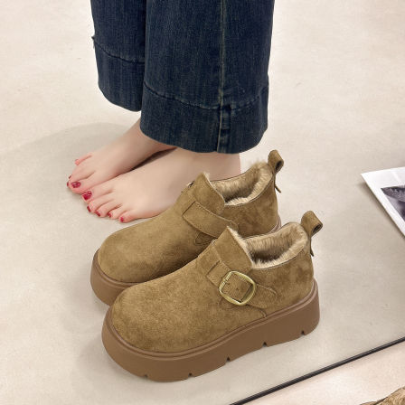 厚底增高全包加绒勃肯鞋女2025冬季新款复古一脚蹬棉鞋保暖雪地靴