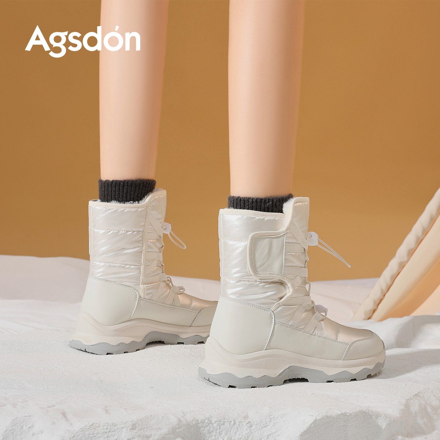 白色雪地靴女冬季2025新款加绒厚底短靴子防水防滑运动马丁靴爆款主图