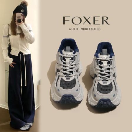 FOXER加绒加厚老爹鞋冬季时尚休闲鞋百搭鞋子跑步老爹鞋女ins女鞋
