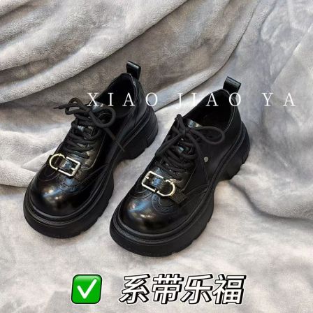 XIAOJIAOYA【系带乐福】“英伦风百搭金属扣厚底乐福”（跟高5.5）