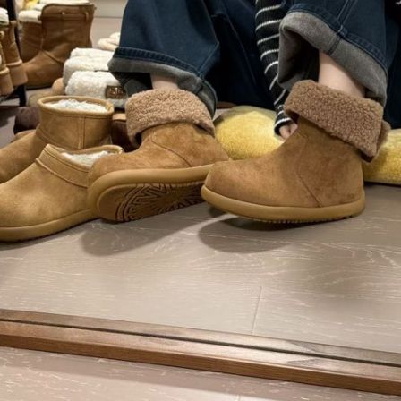 时尚两穿雪地靴女2025冬季新款韩版加绒棉靴防滑百搭翻遍毛毛靴