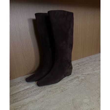 TANTAN冬季时尚低跟百搭尖头长筒靴4336