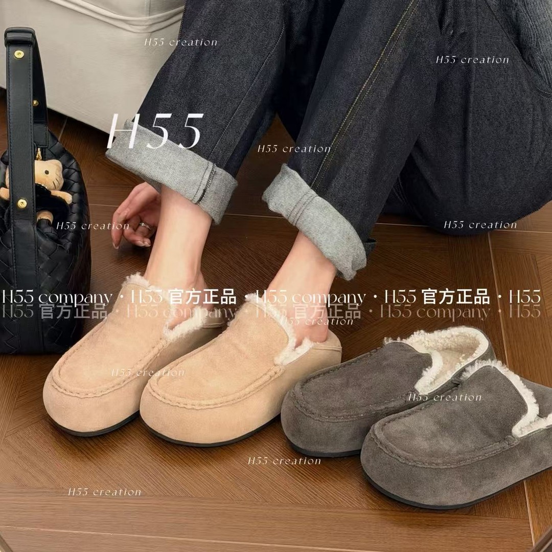 H55女鞋袋鼠小面包加绒加厚牛皮羊毛内增高防滑博肯鞋18-3078【N】主图