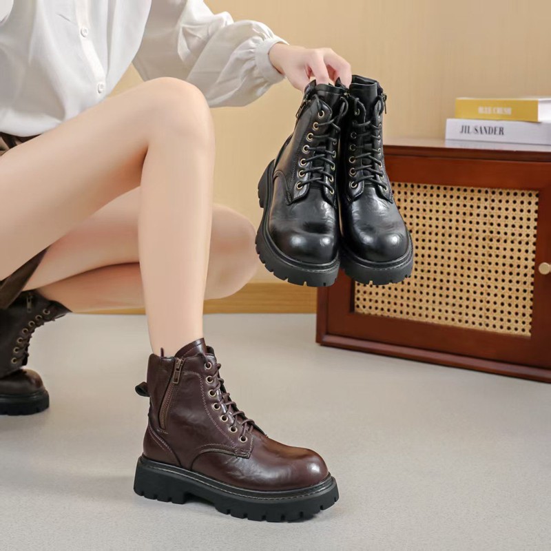 新款时尚复古圆头加绒厚底切尔西马丁靴985-1主图