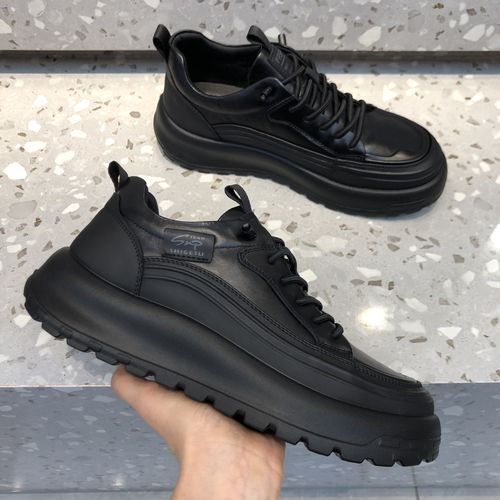 一脚蹬休闲皮鞋休闲风舒适透气黑色百搭低帮干净感痞帅男鞋潮流主图