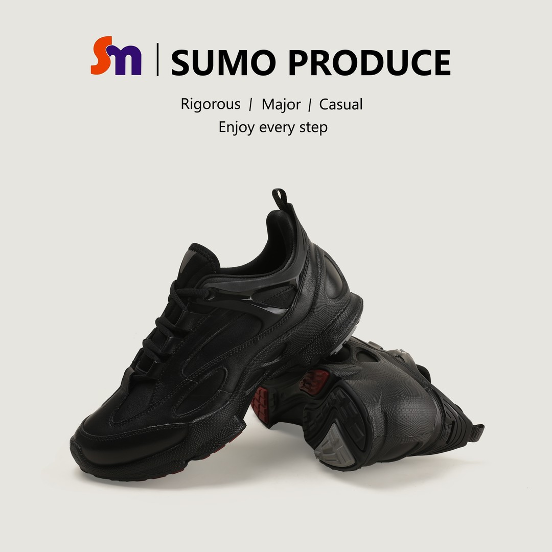 素陌踪迹系列头层胎牛皮男士休闲鞋透气健步运动鞋黑色皮鞋119928主图