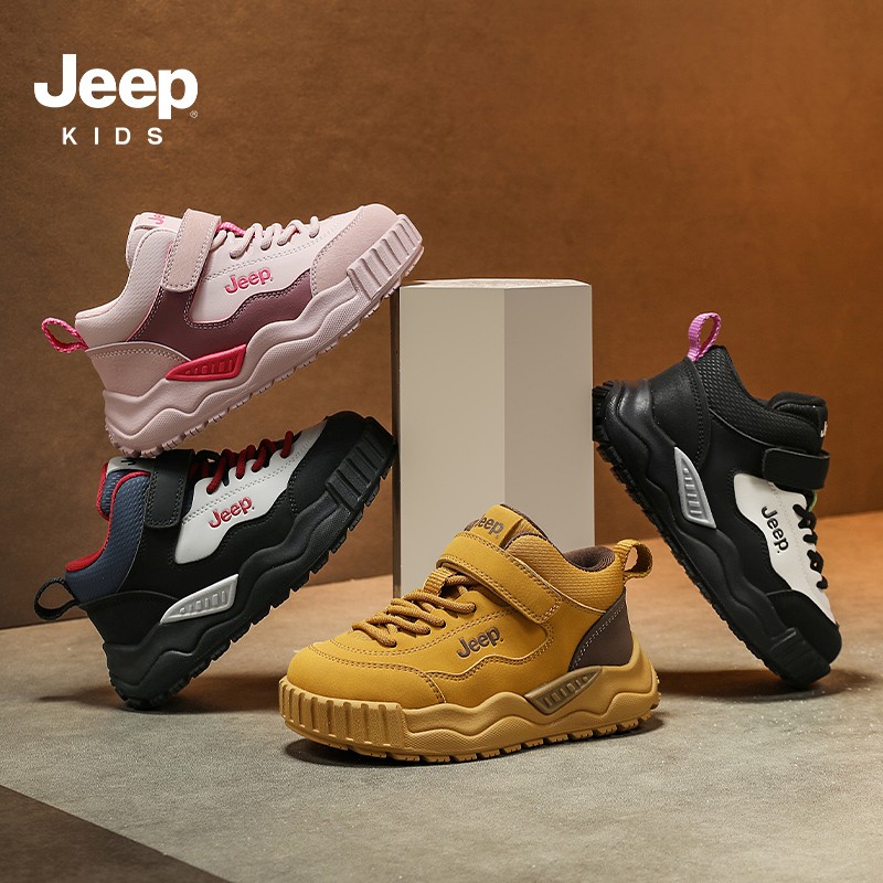 jeep男童鞋子高帮运动鞋秋冬2025新款户外防滑登山鞋皮面童鞋儿童主图