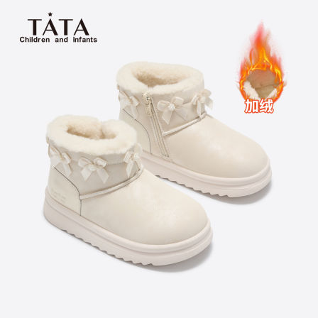 TATA他她童鞋儿童雪地靴冬季加绒棉鞋毛毛加厚软底女童保暖短靴子
