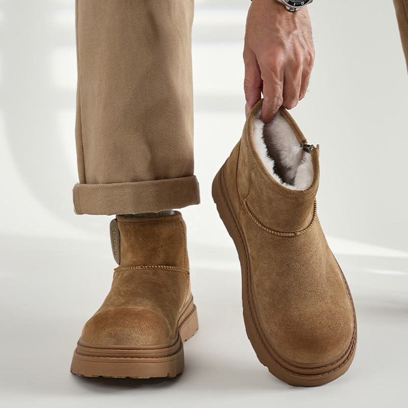 拉链雪地靴男女新款2025冬季加绒加厚东北保暖户外厚底防寒大棉鞋主图