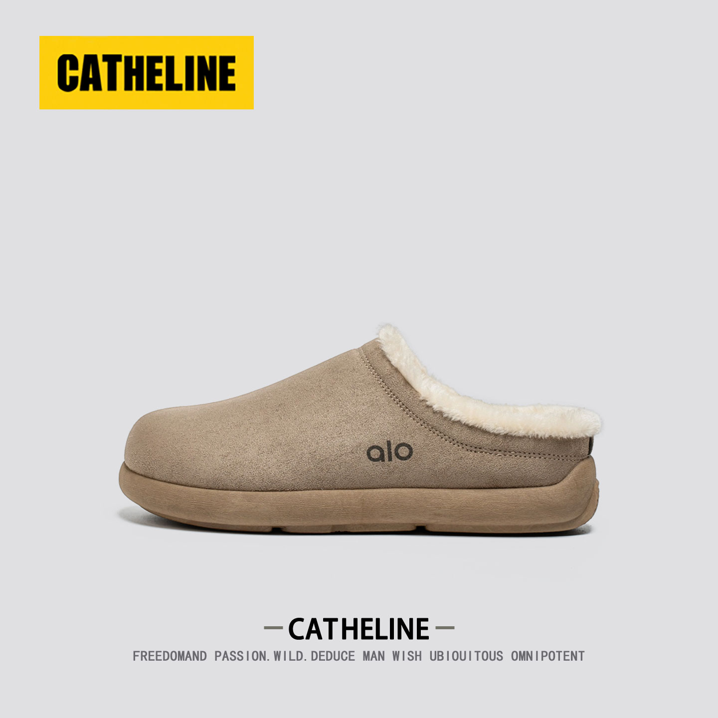 美国CAT.HELINE一脚蹬棉拖鞋男款冬季加绒加厚百搭男士包头勃肯鞋主图