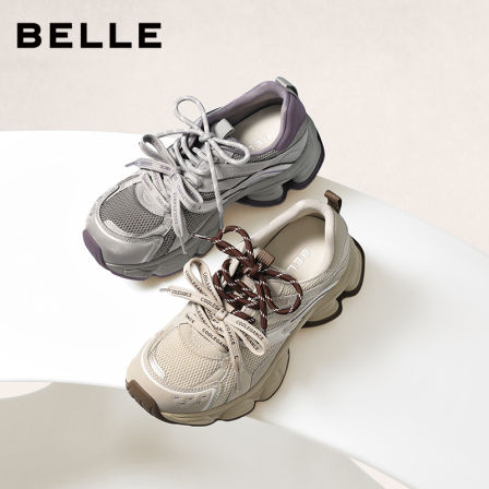 百丽复古蒸汽波老爹鞋女双鞋带商场春新款厚底增高休闲鞋